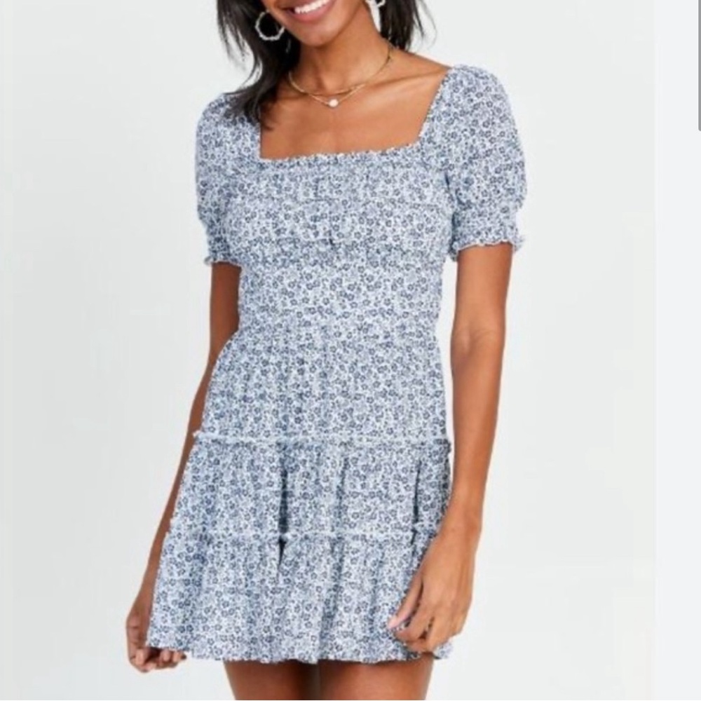 Altar’d State Benton Blue Floral Mini Dress - Picture 1 of 6